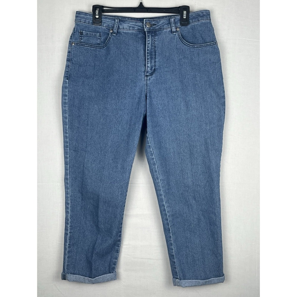NorthCrest Womens Jeans Size 12 Blue Straight Leg Cropped Cuffed Stretch